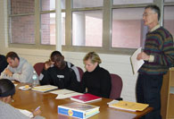 Professor teaching students