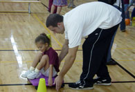 Student moving on scooter