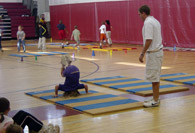 Student doing a headstand